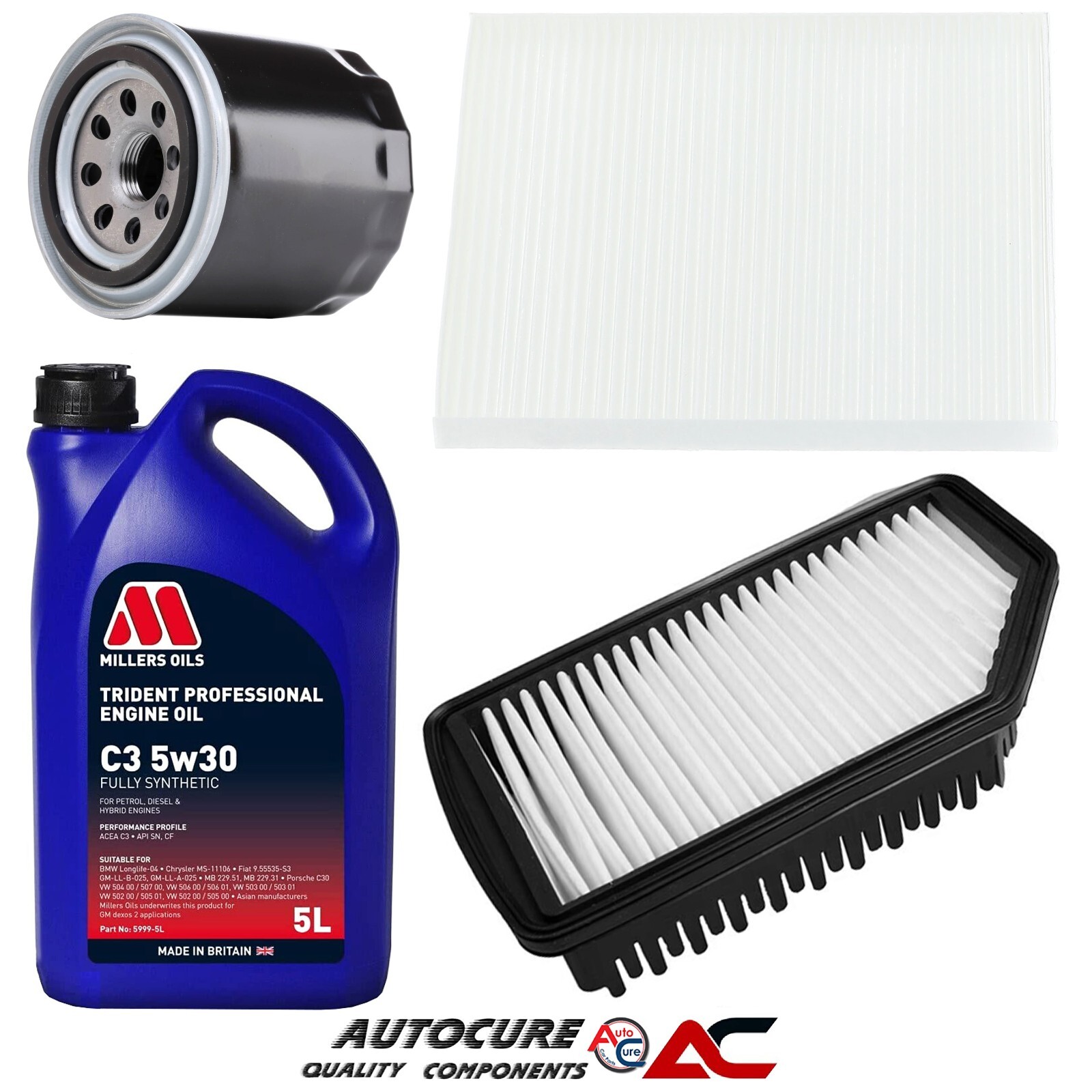 FOR KIA RIO 2 1.4 MK3 PETROL OIL AIR CABIN FILTER SERVICE KIT & 5 LITRES C3