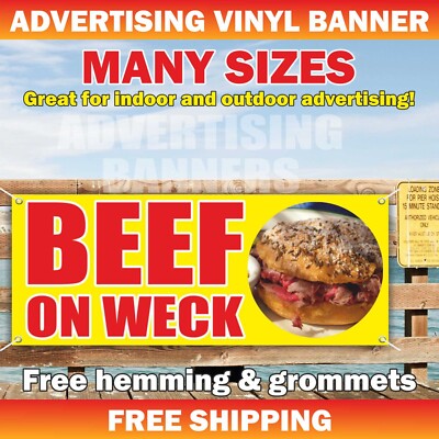 Beef on Weck Advertising Banner Vinyl Sign Steak Pork Chicken Meat Food Bbq