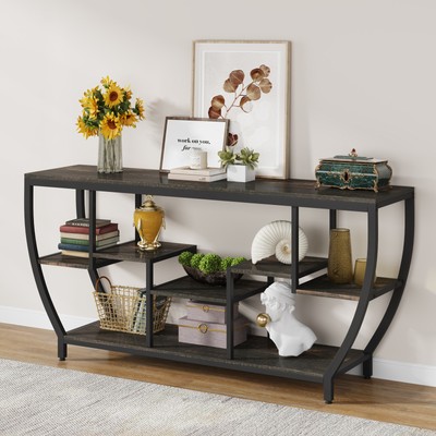 Tribesigns 71'' Long Narrow Console Table with Storage, Industiral Sofa Table
