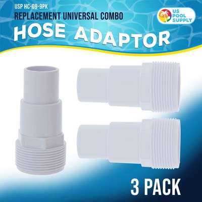3 Universal Combo Hose Adapters, 1-1/4" or 1-1/2", Fits Above-Ground Pool Pump