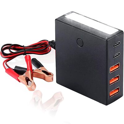 12V 24V to USB USB-C DC Buck Conversion Charger Multi Port Adapter with Batte...