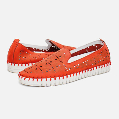 Women's Eric Michael Maria Red Nubuck Leather Comfort Slip On Flats Loafer Shoes