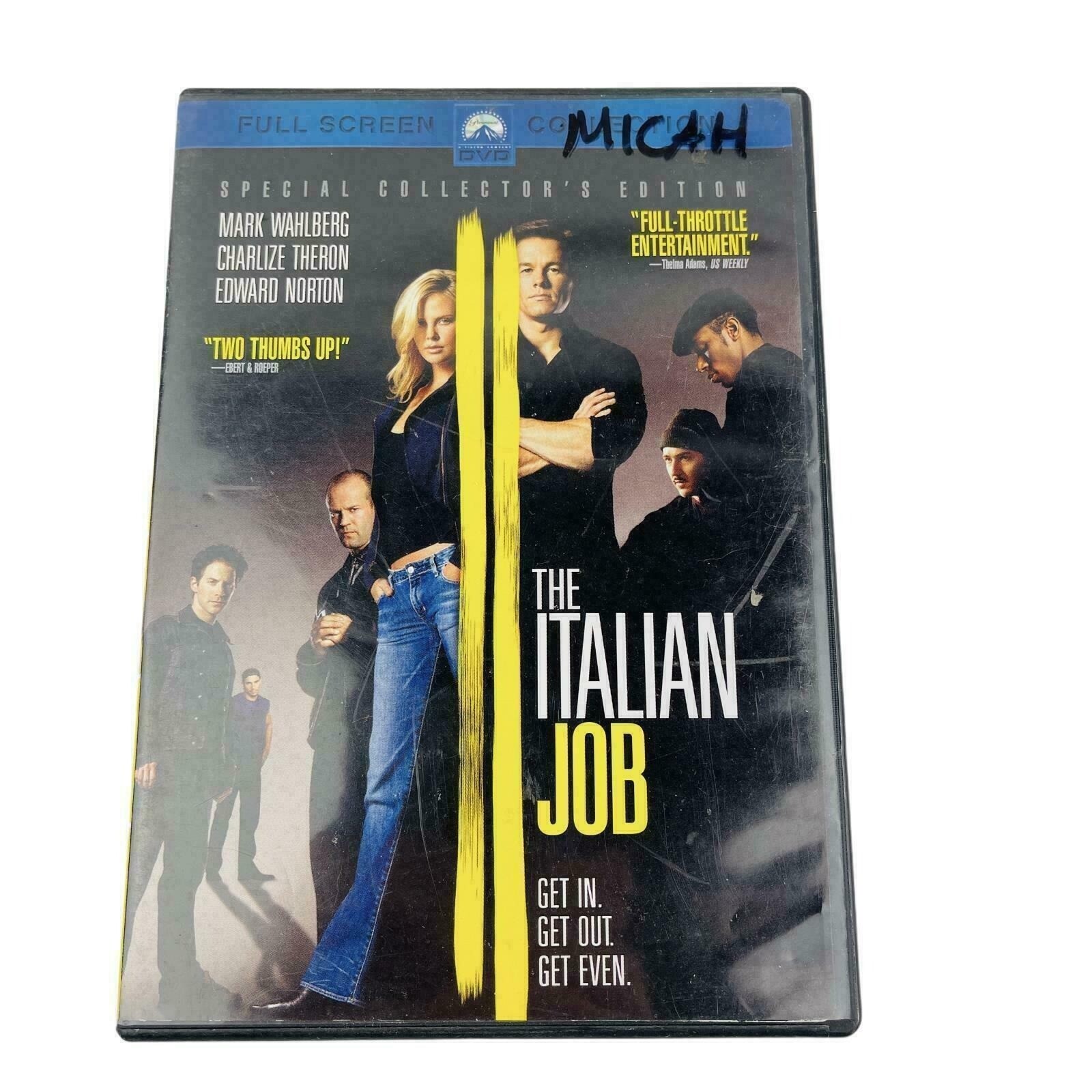 The Italian Job DVD 2003 Full Frame Mark Wahlberg Charlize Theron Edward Norton