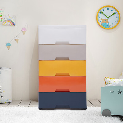 5-Tier Chest Of Drawers Organizer Wardrobe Cabinet Kids' Plastic Storage Drawers