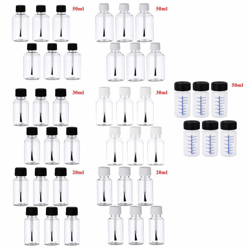 6Pc Clear Empty Container Refillable Touch Up Nail Polish Bottle w/Brush Cap Kit