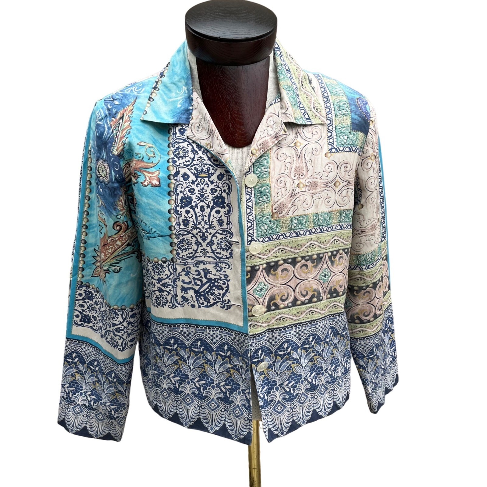 Coldwater Creek Vintage Silk Multicolor Design Blazer Jacket
