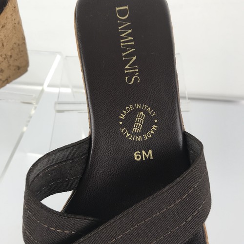 Womens DAMIANI'S Brown Strap Wedge Faux Cork Heel Sandals SIZE 6 ITALY (ssw6)