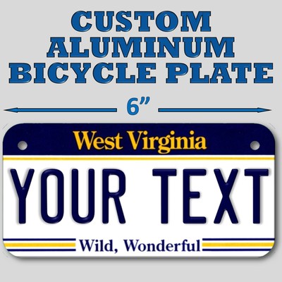 BIKE PLATE CUSTOM BICYCLE MINI STATE LICENSE PLATE West Virginia personalized