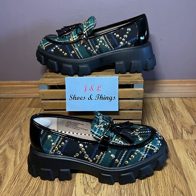 Betsey Johnson Aleah Shoes Womens 6.5M Green Plaid
