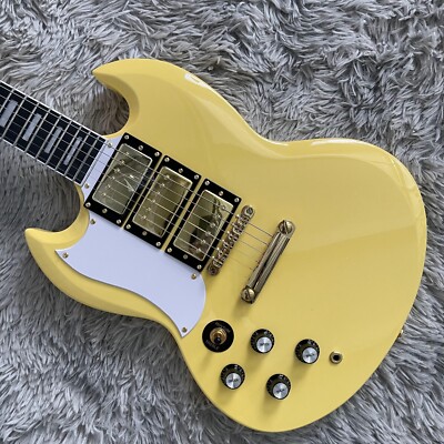 Left-Handed Yellow SG 6String Solid Body Electric Guitar Mahogany Body&Neck