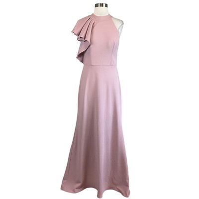 Betsy & Adam Women's Formal Dress Size 6 Pink Sleeveless Ruffled Long Gown