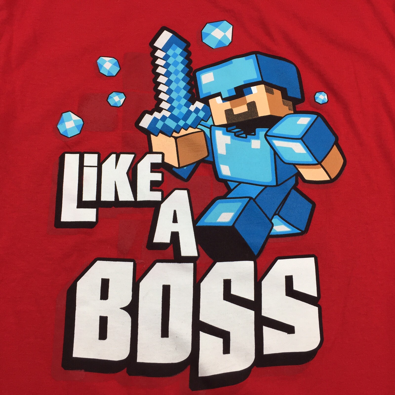 Youth Like A Boss Mine Craft Red Boys Girls Long Sleeved T-shirt Size  Medium | eBay