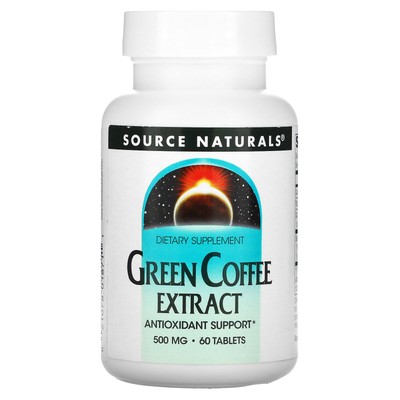 Source Naturals Экстракт зеленого кофе 500 мг 60 таблеток без молочных продуктов, без яиц,