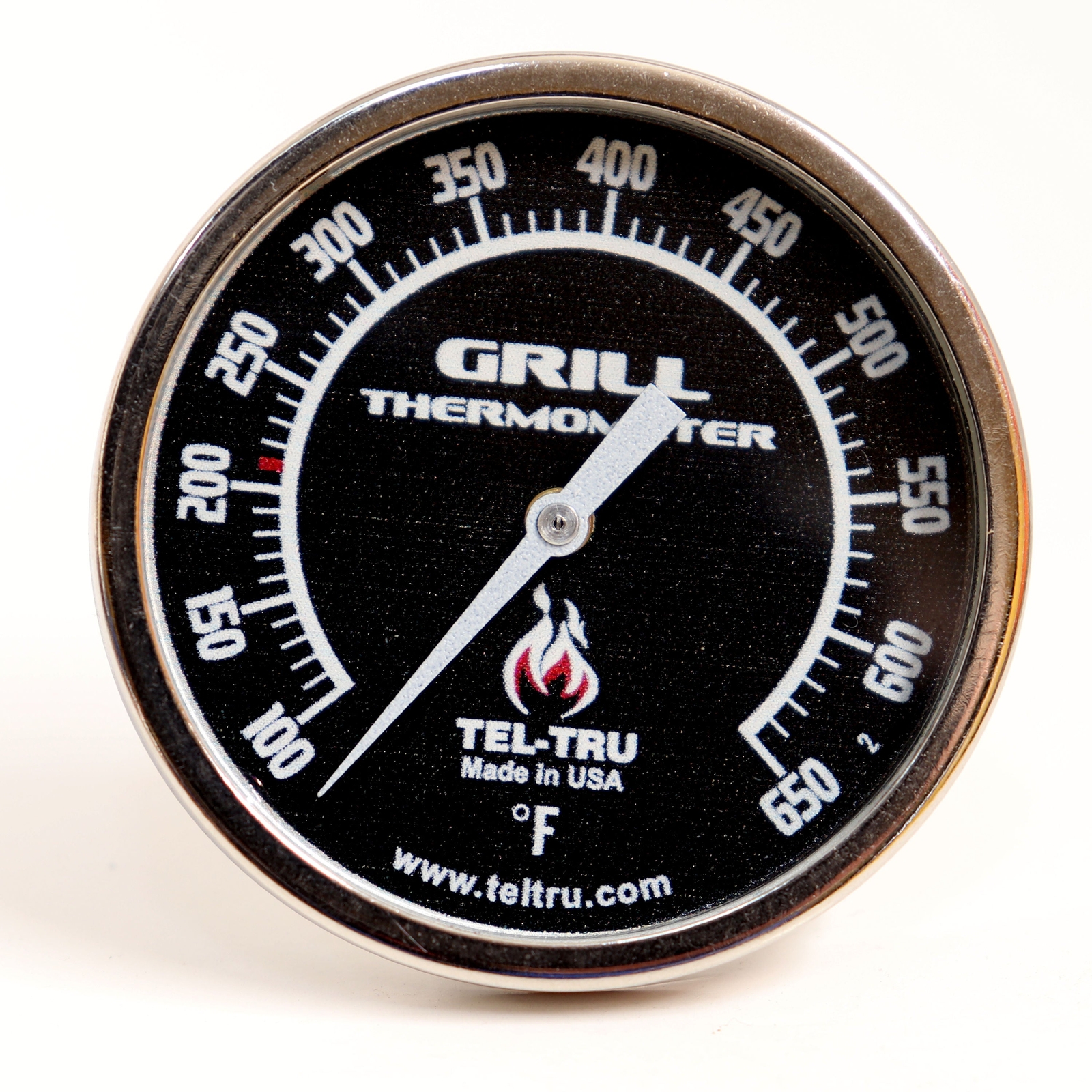 Tel-Tru BQ225 BBQ Grill & Smoker Thermometer 2" Dial 2.13" Stem 100*650 Black
