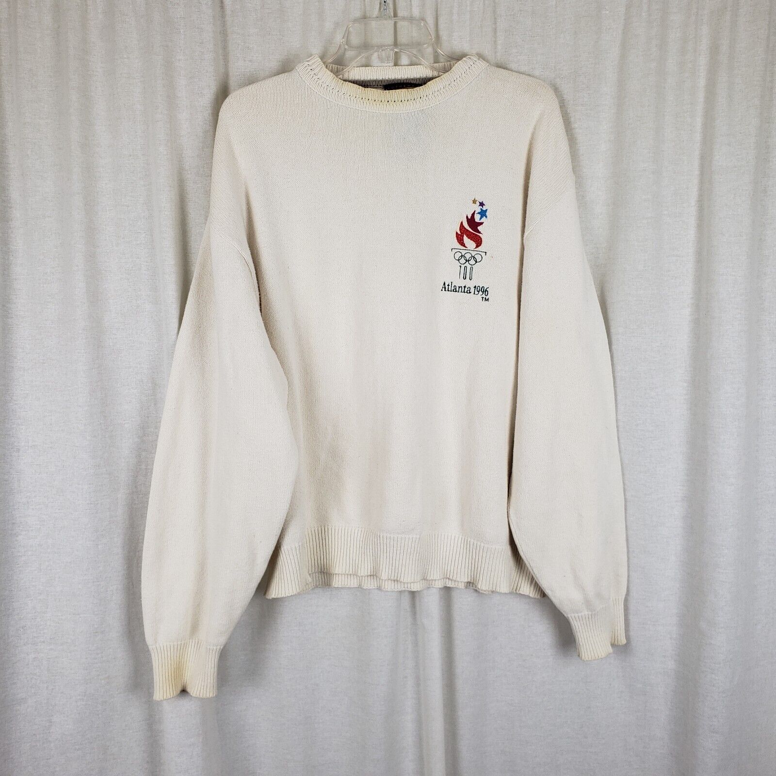 Vintage Atlanta 1996 Olympics 100 Embroidered Knit Sweater Vintage Atlanta 1996 Olympics 100 Embroidered Knit Sweater