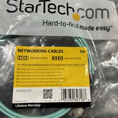 StarTech.com A50FBLCSC1 3.28 ft. Multimode 50/125 Duplex LSZH Fiber Patch Cable