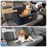 KEELUXE Car Seat for Large Size Dog, Booster Seat for Dogs Under 55 lbs or 2 Small Dogs, Soft Car Dog Bed Filling in Thick Memory Foam with 2 Safety Leashes and Storage Pocket (Black)