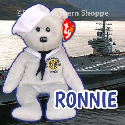   2003 RONNIE Sailor BEAR Ty  Beanie Babies USS Ronald Reagan Aircraft Carrier