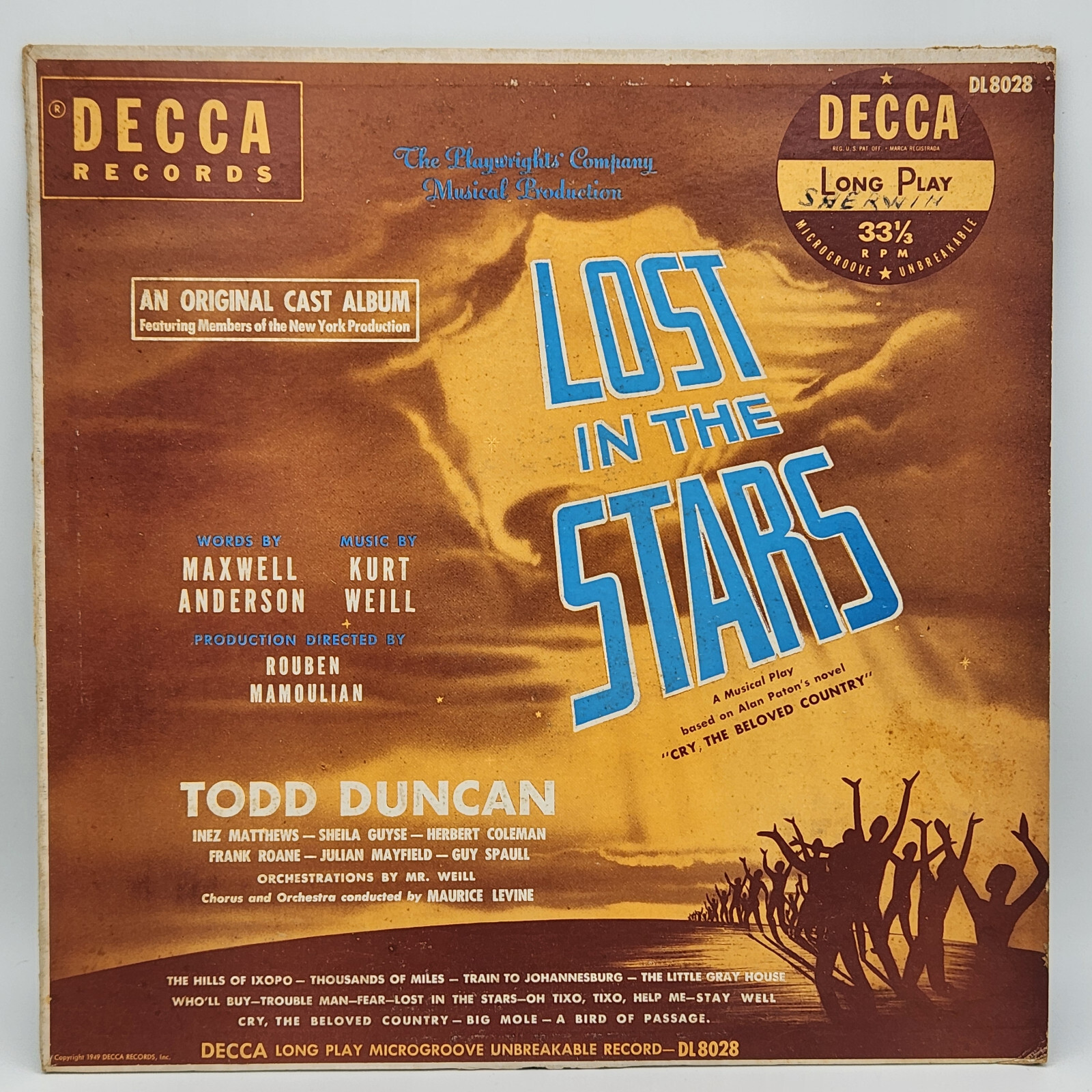 Lost in the Stars Musical Soundtrack - Todd Duncan - 1960