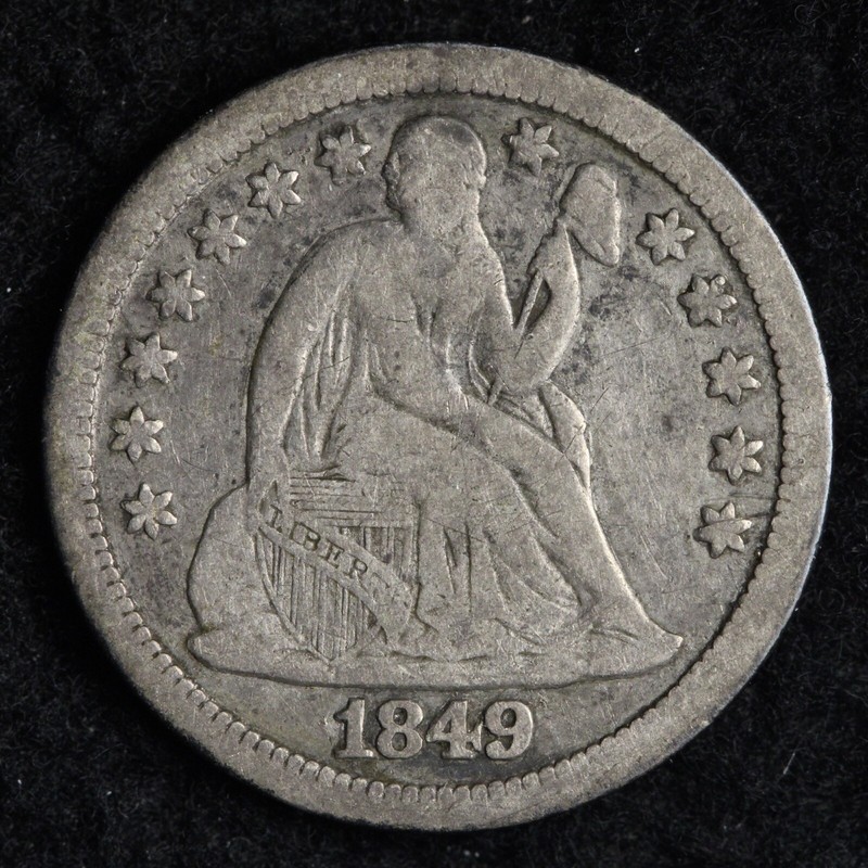 Edith ページ 1849 Seated Liberty Silver Dime CHOICE VF E199 TEE | eBay