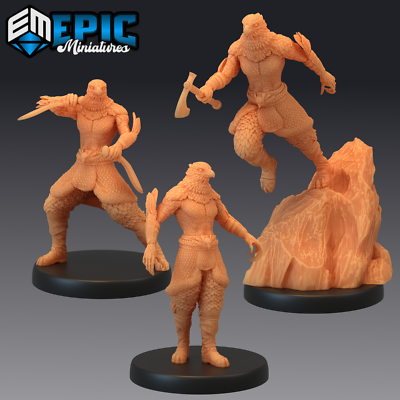 RAVEN TRIBE HUNTER, Dungeons and Dragons Miniature, Wingless Humanoid Avian