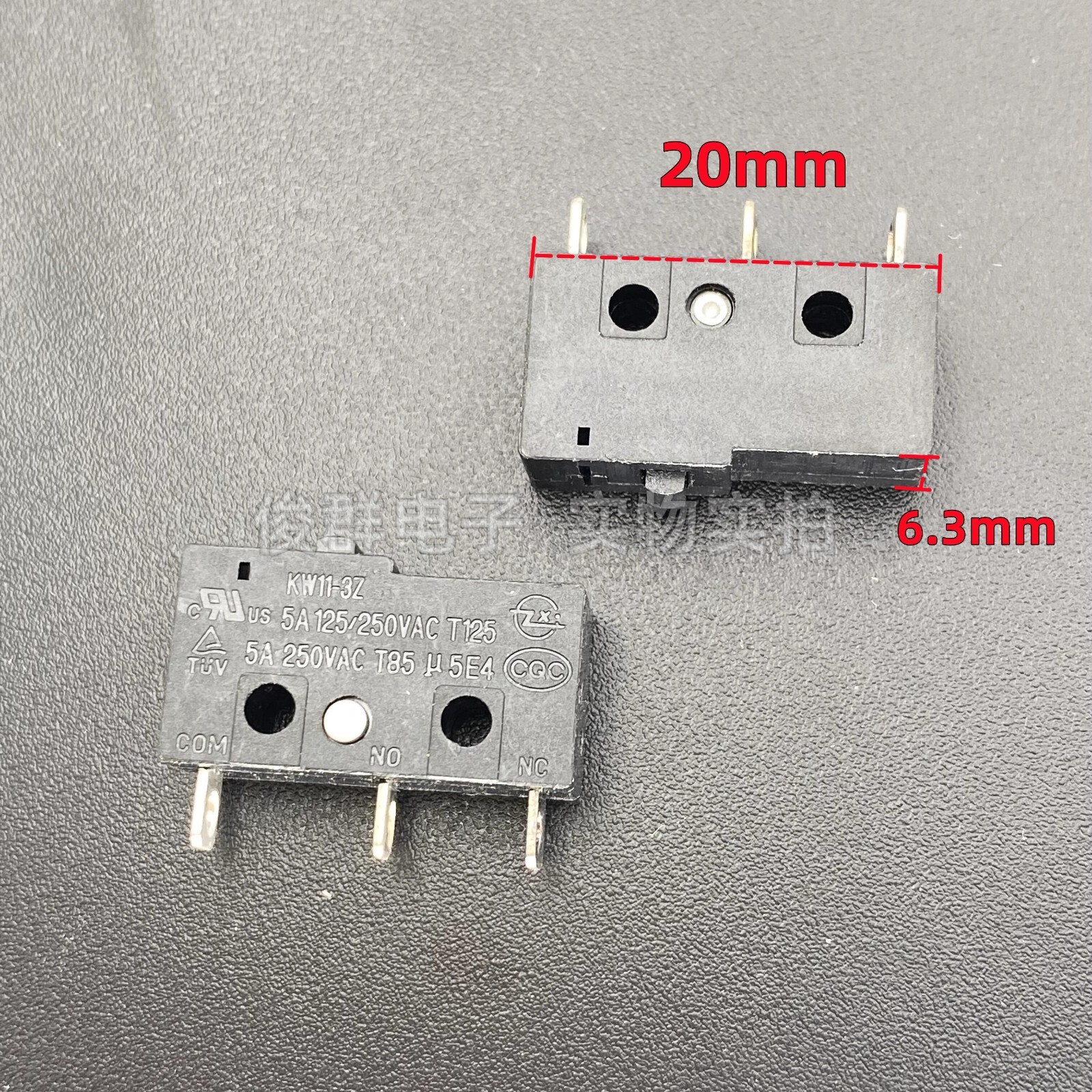 ZX KW11-3Z Black Microswitch 3 Pins 5A 125/250V T125 No