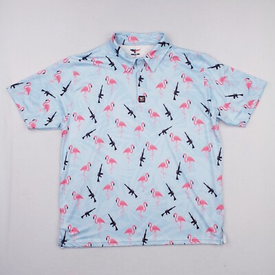 Eagle Six Shirt Mens Extra Large Blue Flamingo AR-15 Rifle All Over Performance