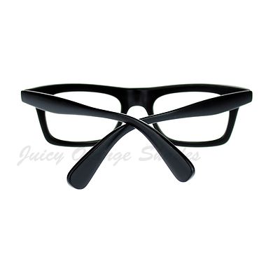 Black Rectangular Clear Lens Glasses Thick Horn Rim Frame Eyeglasses