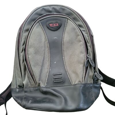 Tumi T2 Tech Gunmetal Ballistic Nylon And Black Leather Laptop Backpack
