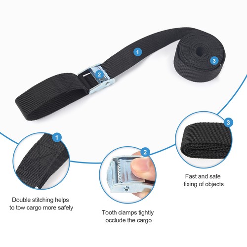 6pcs 1"x8' Lashing Straps Cargo Luggage Tie Down Cam Buckle Car Roof Rack Cinch