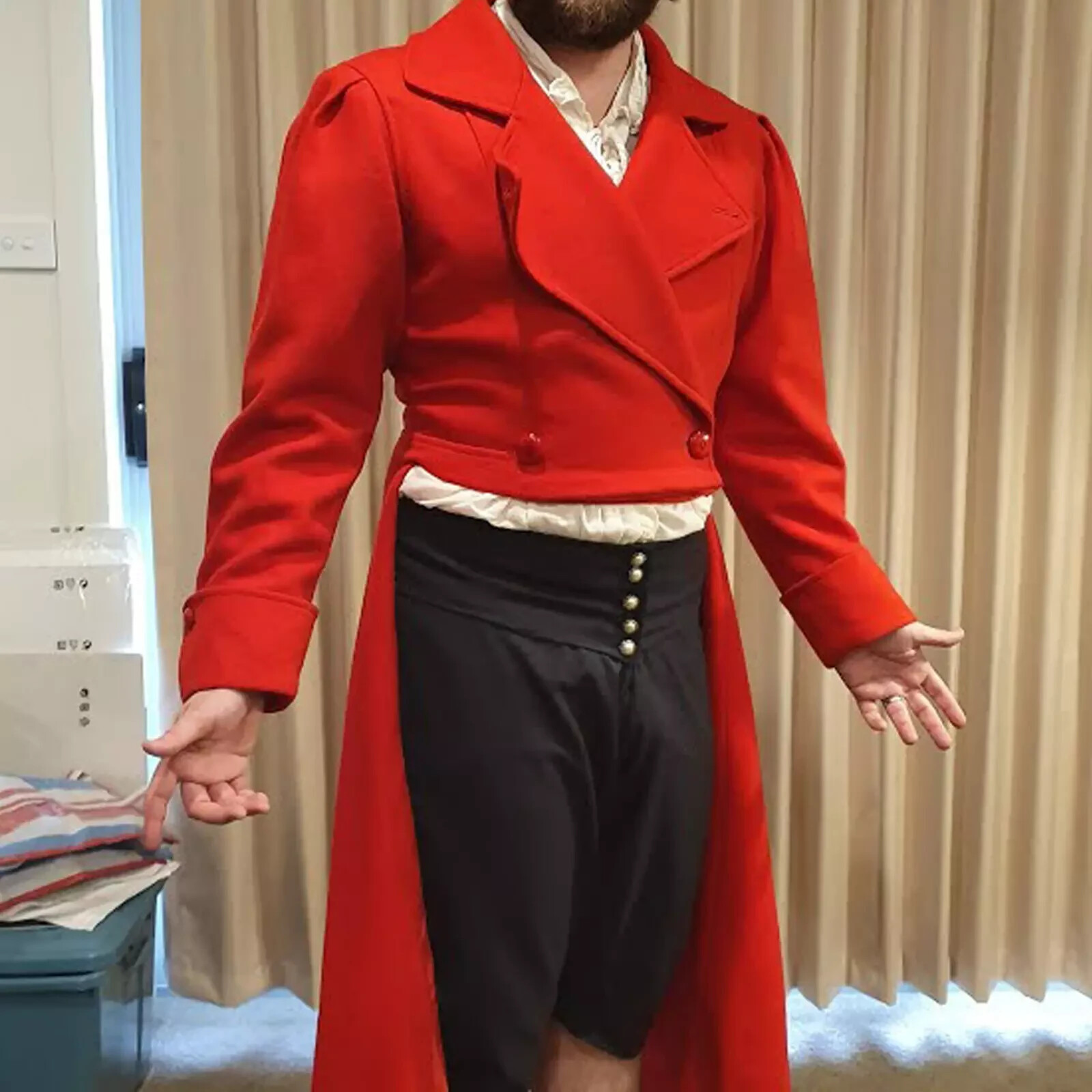Pre-owned Handmade Red Men Quick And Easy Regency Gentleman's Tailed Coat