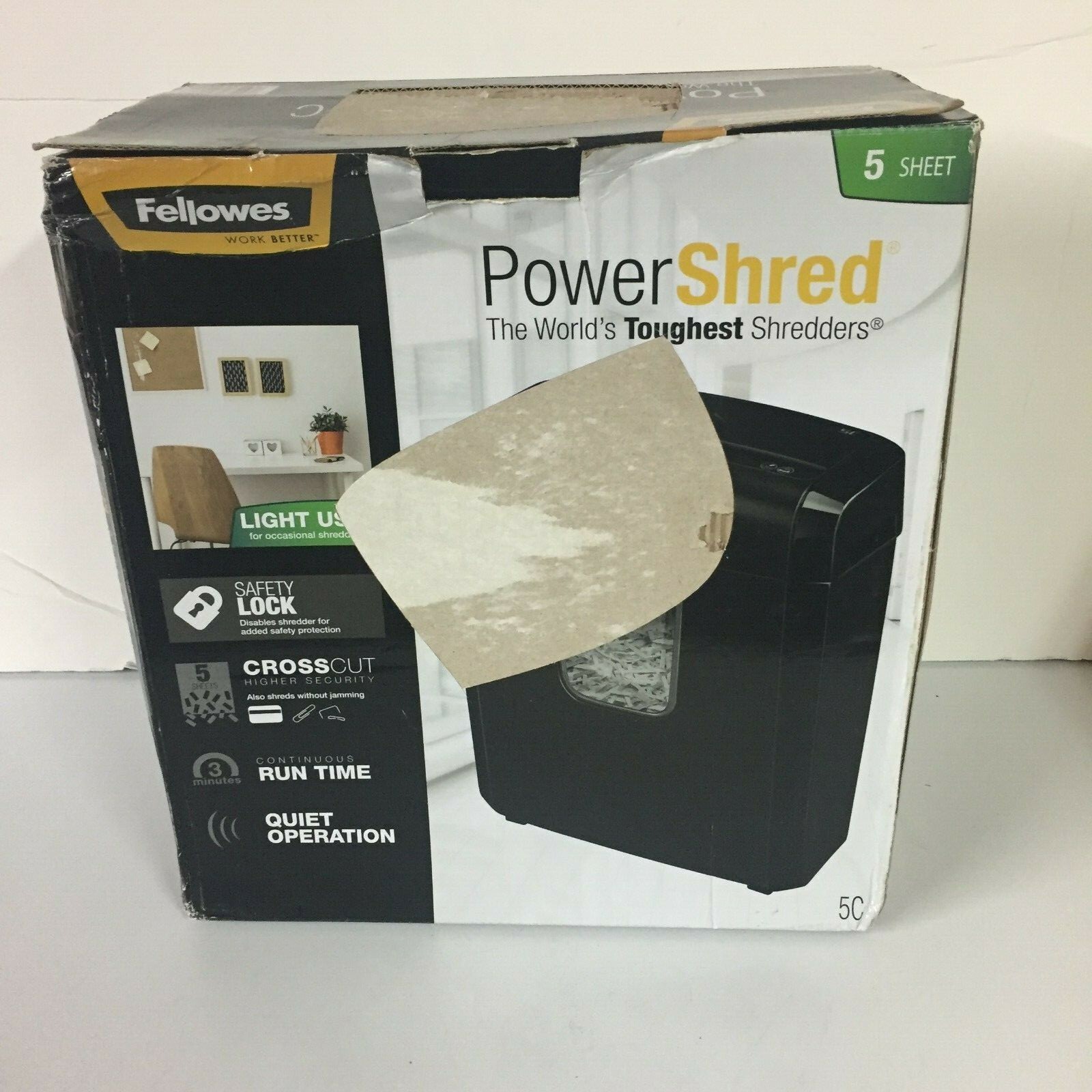 Fellowes Power Shred H-5C Cross-Cut 5 Sheet Paper&Credit Card Shredder CRC46820