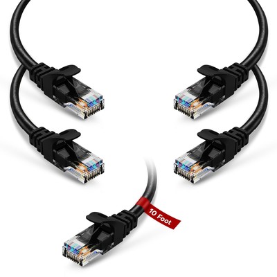   Pack of 5 Cat6 Ethernet Patch Cable | 10 Feet Snagless RJ45 Connector Netwo...