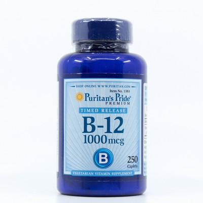 Puritan's Pride Vitamin B-12 1000 mcg Timed Release(250 Caplets)-(EXP:02/21)