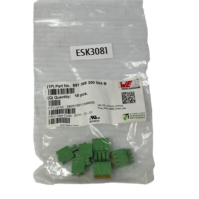 Wurth Elektronik 691368300004B Pluggable Terminal Blocks 10 pc in Pack
