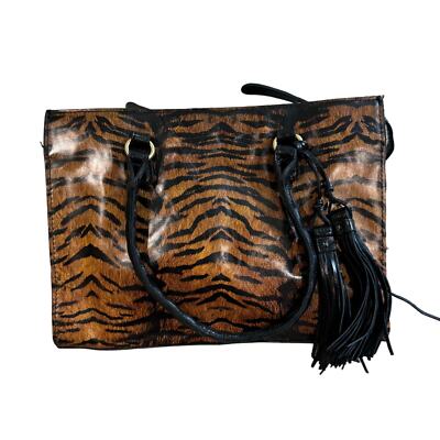 Patricia Nash Primrose Tiger Print Leather Large Satchel Shoulder Bag Purse