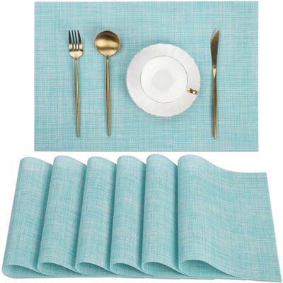 SHACOS Placemats Set of 6 Woven Vinyl Place Mats Wipeable Heat Resistant Wash...