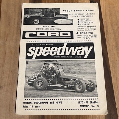 1970 New Zealand Speedcar Race Program, Trevor Morris on Cover