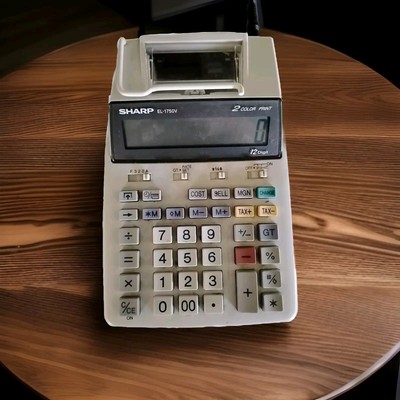 Sharp EL-1750V Printing Calculator 12 Digit 2 Color One Touch Change Key