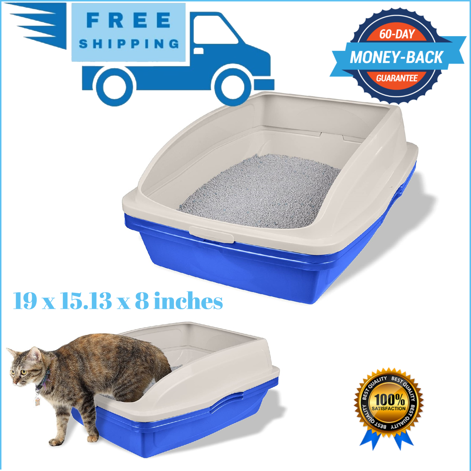 Pan Self Clean Slotted Kitty Tray Extra Hooded New