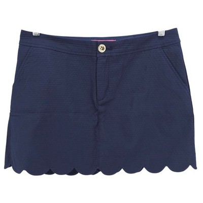 NWOT LILLY PULITZER Colette Skort True Navy Blue Scalloped Textured Lined Size 4