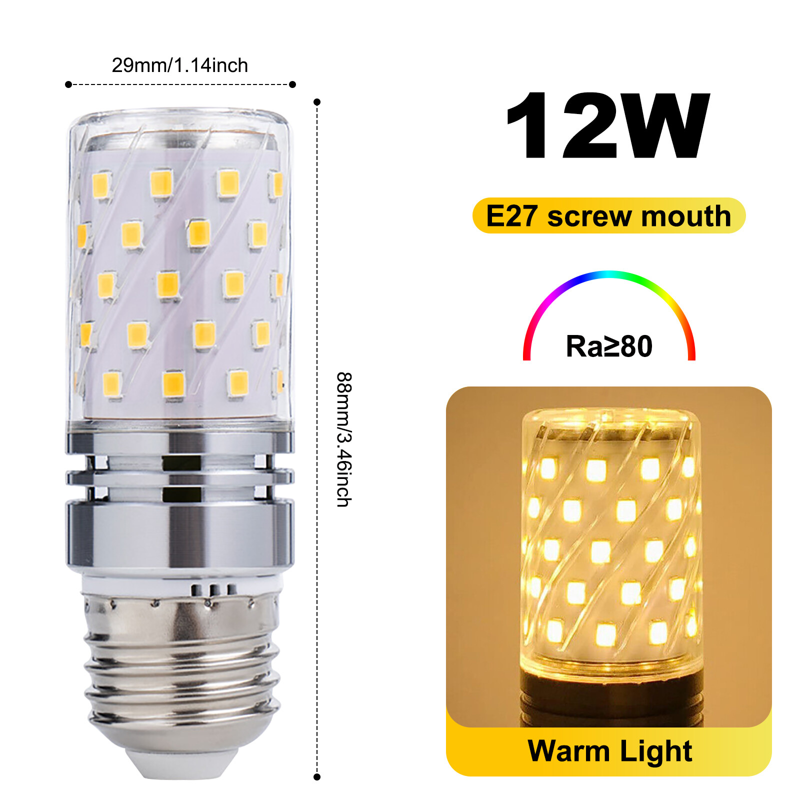 E14/27/12/17 B15/22 LED Corn Light Bulb 16W Candelabra Ceiling Fan Lamp Daylight