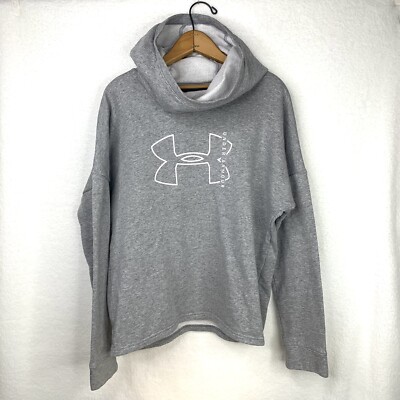 UA Under Armour Girls M Loose Fit Cowl Neck Gray Sweatshirt Scuba Hoodie 1325318