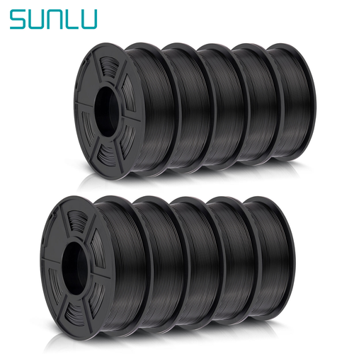 SUNLU 10×1KG PLA+ Black Fillament For 3D Printer 1.75mm +/-0.02mm Lot Of 10