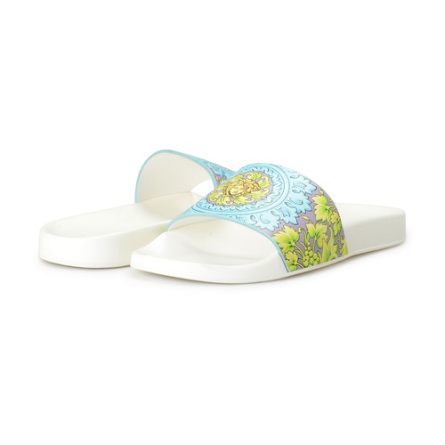 VERSACE VERSACE WOMEN'S LEATHER BAROCCO MOSAIC PRINT POOL SLIDE SHOES US 6 IT 36