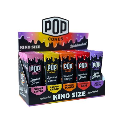 Box of 25 Pop Cones Variety Packs Unbleached - King Size