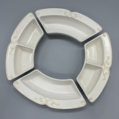 Princess House Pavillion 4 bowl dip snack party China relish tray 1265 1266