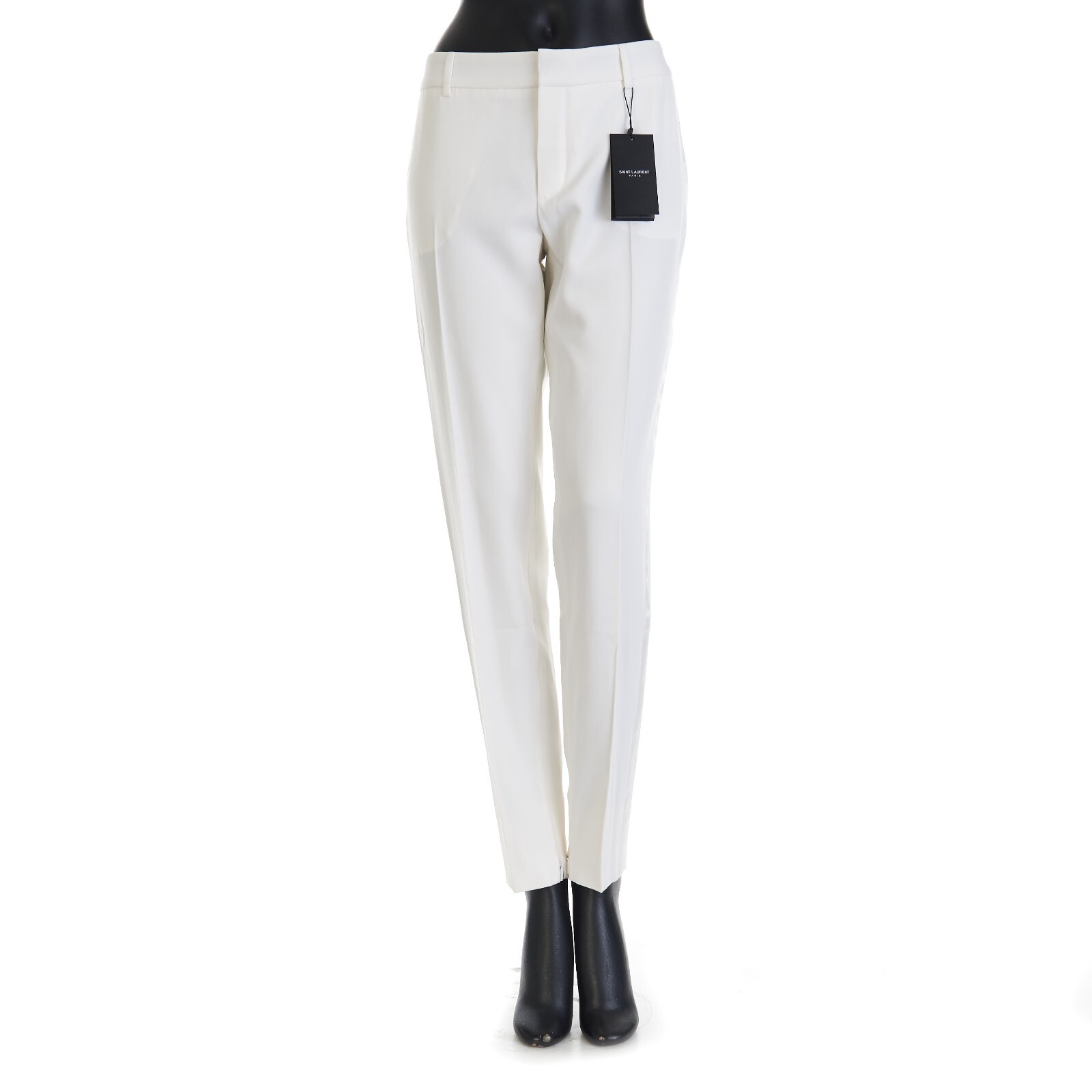 SAINT LAURENT 1350$ White Tuxedo Pants In Grain De Poudre | eBay