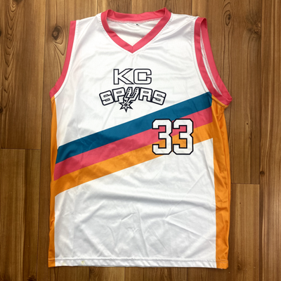White KC Spurs 33 Polyester Tank Top Basketball Jersey Adult Size