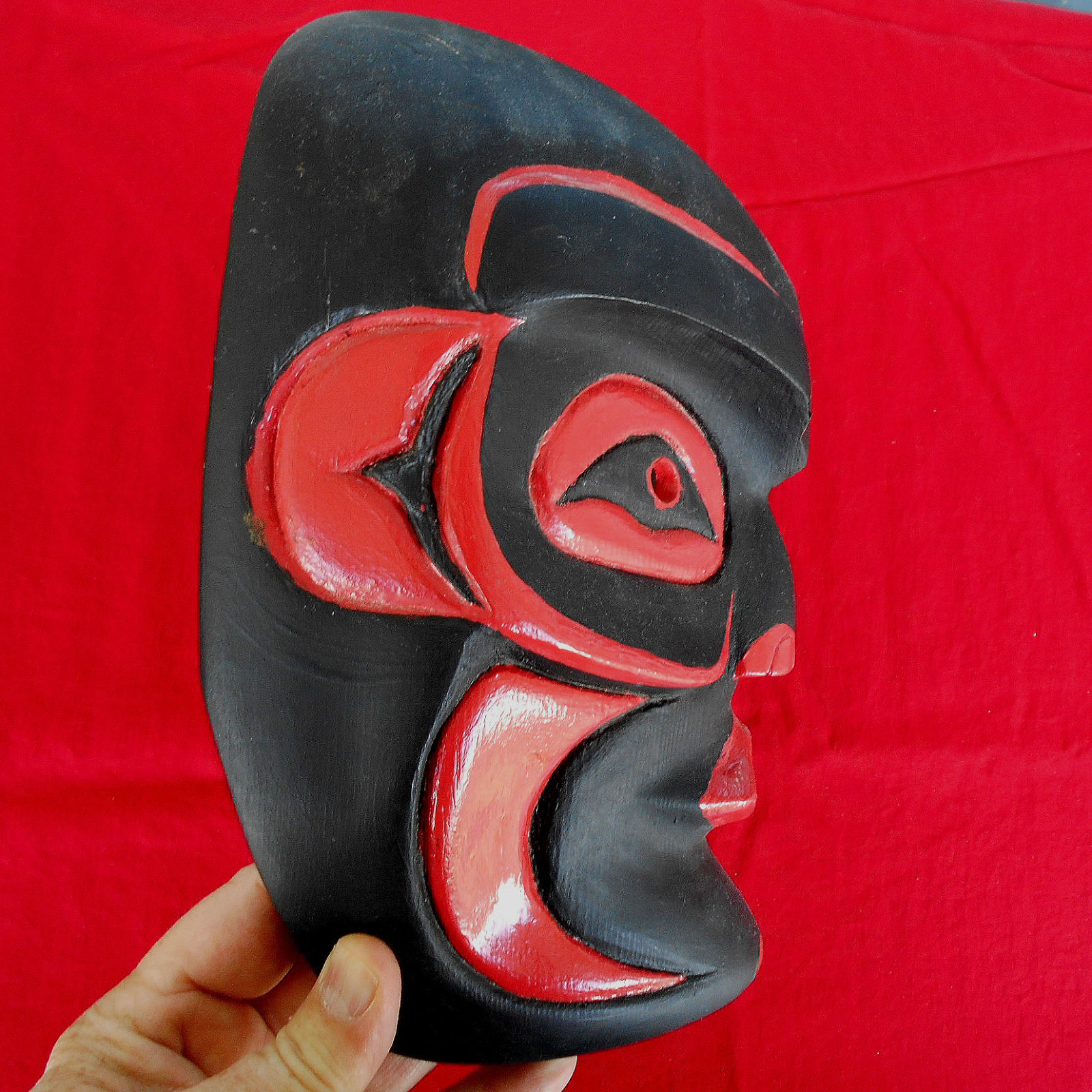 NORTH WEST  MASK    Kwakiutl 1993 signed  possibly wild woman of woods {?}